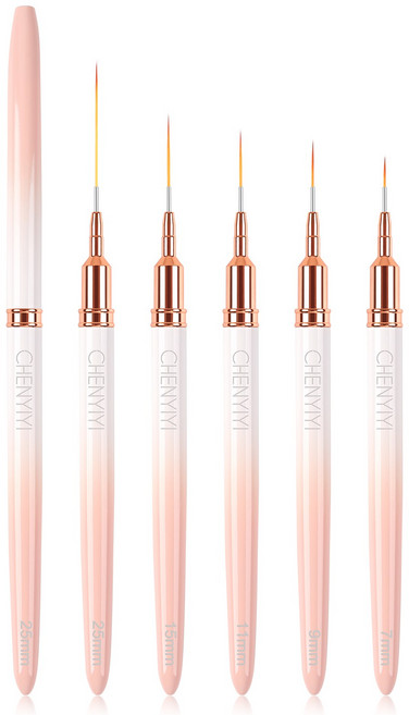 전문가용 세밀한 브러시 프렌치 팁을 위한 초미세 팁 및 정교한 브러시, 1개, 분홍색