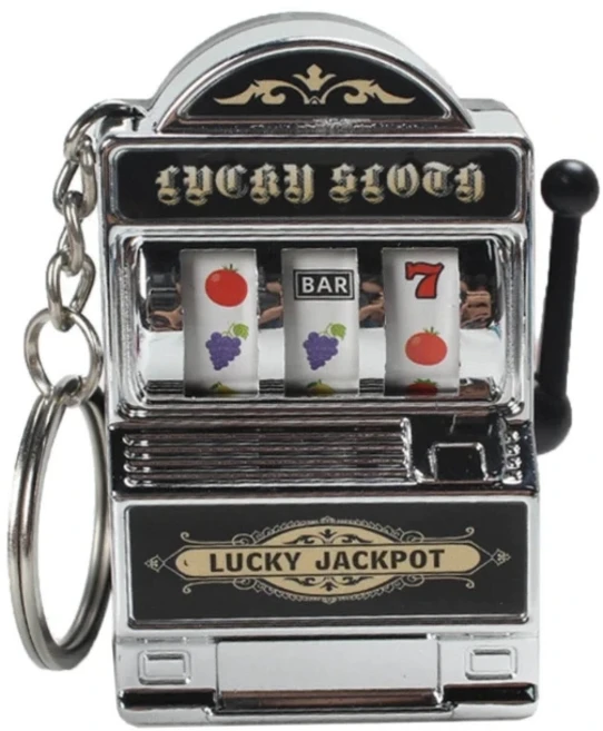 과일 슬롯 머신 키체인 행운의 매력 잭팟 미니 카지노 펜던트 가방 어린이 및 성인 노벨티 선물, 04 Silver