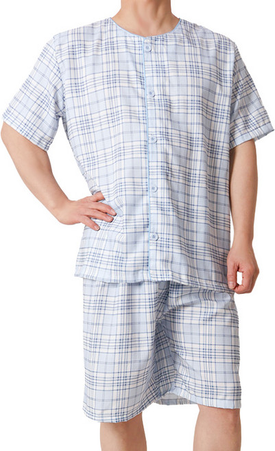 핑크존 시어서커 라운드 파이핑 잠옷세트 남성용