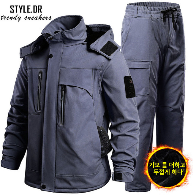 STYLE.DR 겨울 남자 방풍 방수 상하복세트 따듯한 경량 아웃도어 등산복 낚시복 일상복 작업복 방한복