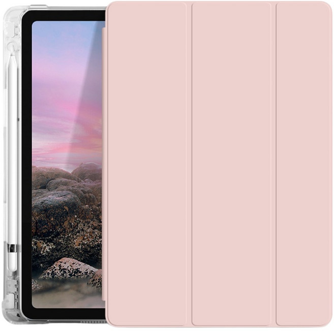 투에이비 아이패드 클리어 펜슬 수납 홀더 지문방지 케이스, 핑크