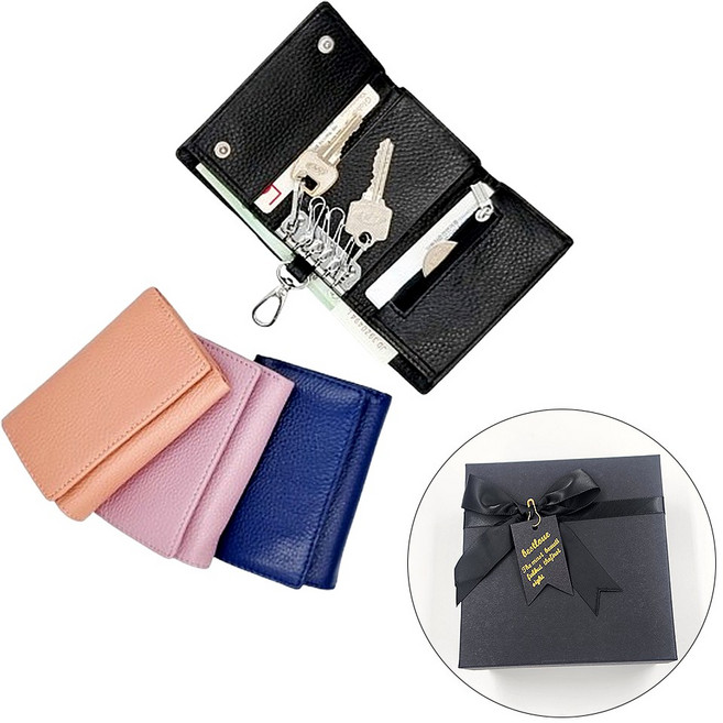 부드러운 소가죽 올인원 열쇠지갑 차키 케이스 지폐 동전 카드 수납 (선물포장가능)