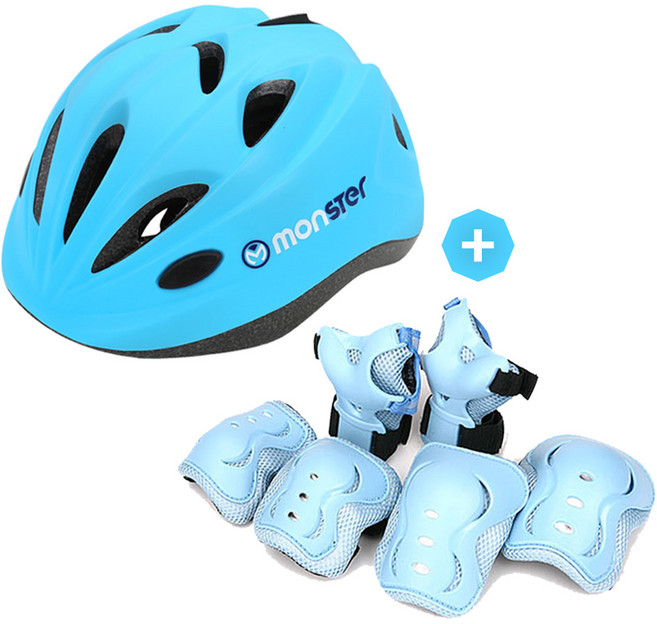JA 아동용 보호장비 세트 헬멧 + 보호대3종, 블루세트 - 헬멧+보호대 S(아동), 1개