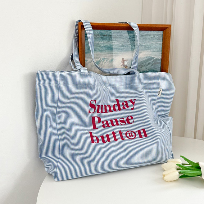 에브리테일 선데이 스트라이프 여름 빅 에코백