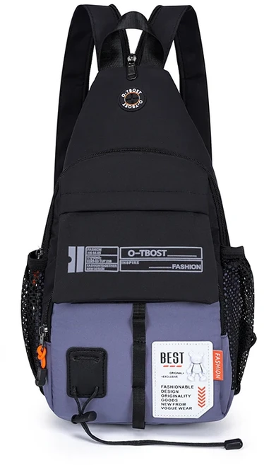 O-TBOST 多功能運動胸背包, 1個, 三用胸背包, 灰藍