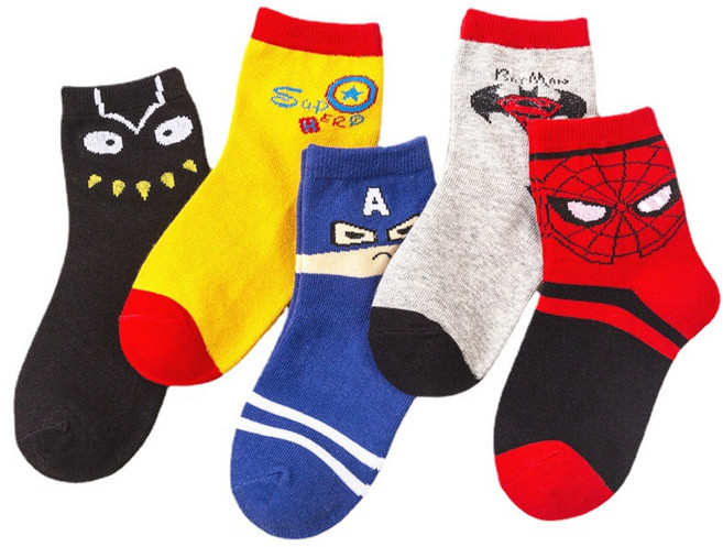 스타일럭 마블 어벤져스 DC 히어로 아기 어린이 키즈 양말 5켤레세트