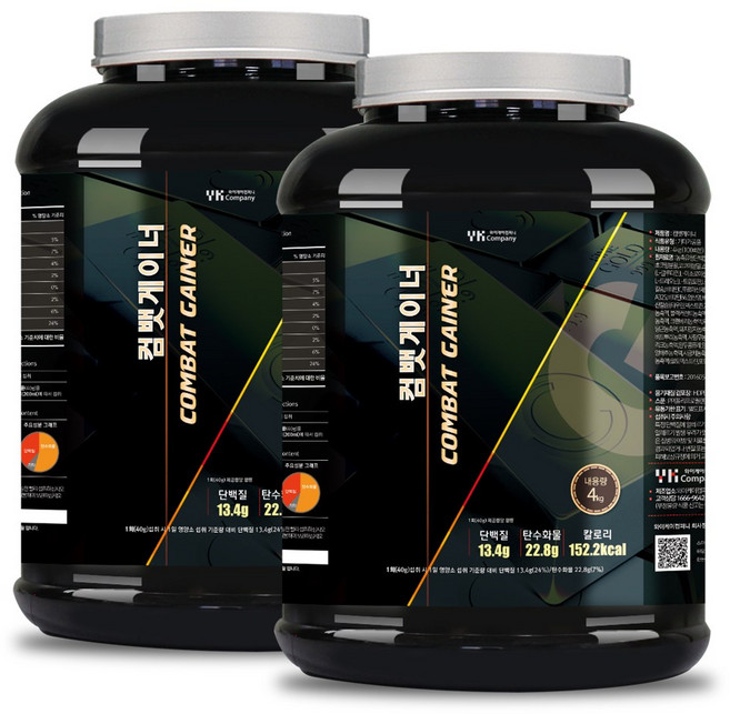 [보틀증정] 단백질보충제 벌크업 컴뱃 게이너 4kg x 2통 대용량 프로틴 쉐이크 단백질 파우더 COMBAT GAINER, 2개