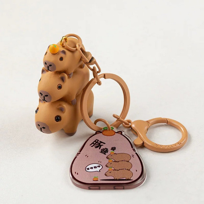 BAIMAO 卡皮巴公仔鑰匙圈, 1個, 疊疊樂