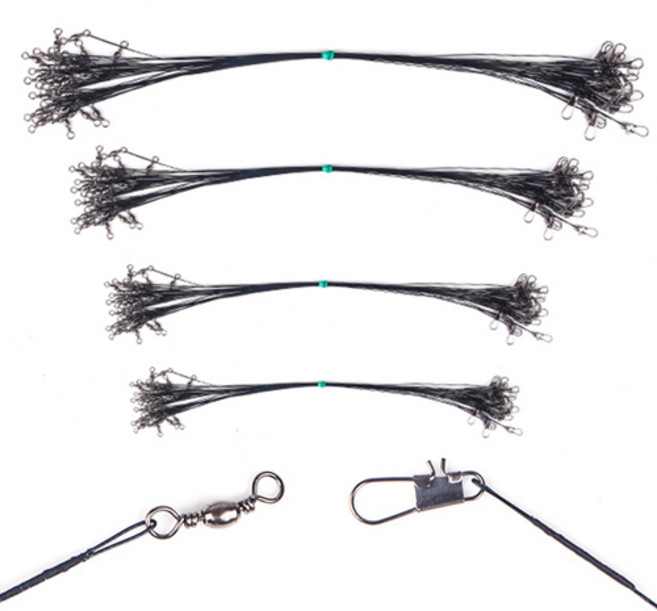 고아웃타운 블랙 낚시 와이어 목줄 쇼크리더 자작채비, 1세트, 50개입