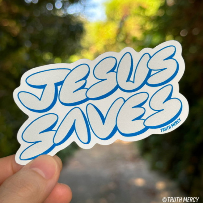 Jesus Saves 지저스 세이브즈 (블루) 조각스티커 트루스머시 크리스천 굿즈