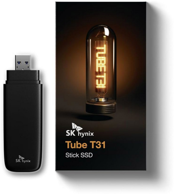 DRAM이 탑재된 SK하이닉스 튜브 T31 2TB 스틱형 SSD | 최대 1000MB/s 10Gbps USB-A 3.2 Gen2 Mac Windows PC 게임 콘솔과 호환되는