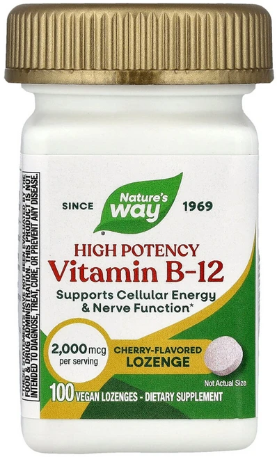 네이쳐스웨이 비타민 B-12 2000mcg 체리 비건 로젠 100정, 1개 - 쿠팡