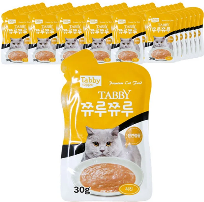 테비 고양이 쮸루쮸루 파우치 간식, 치킨, 30g, 48개 - 쿠팡
