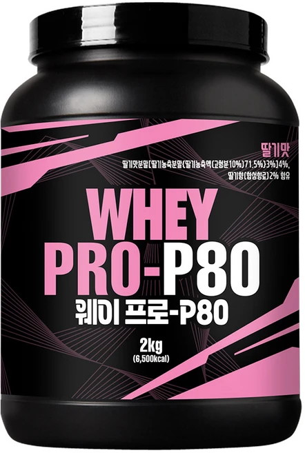 웨이프로 P80 딸기맛 단백질보충제 단백질쉐이크 프로틴, 1개, 단품, 2kg - 쿠팡