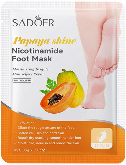 SADOER 木瓜亮澤滋養足膜 滋潤亮白修護, 1個, ，購買即默認免責聲明且承擔責任]