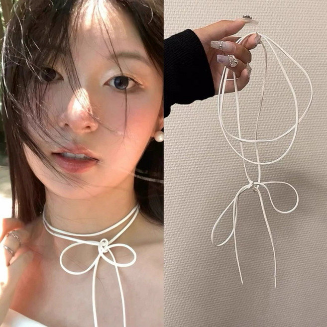 復古純欲風蝴蝶結Choker鎖骨項鍊 簡約百搭