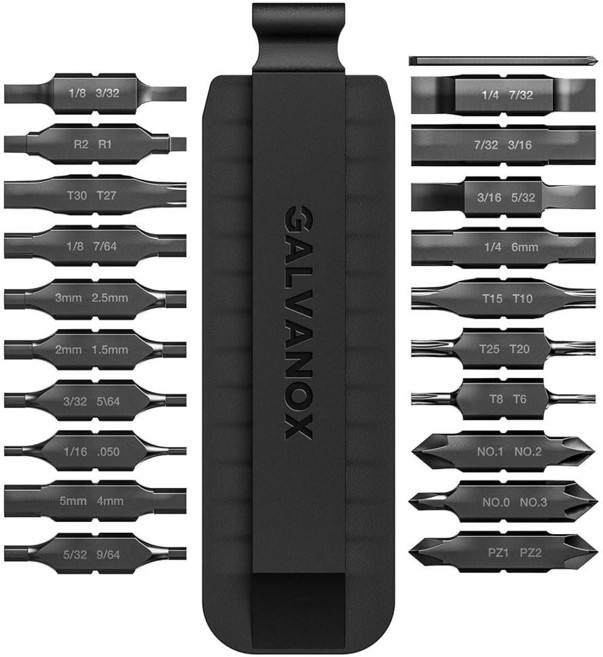 GALVANOX Galvanox Leatherman 멀티 툴 스크루 드라이버용으로 설계된 21피스 플랫 비트 키트 [59-HRC] 산업용 등급 강화 S2 임팩트 스틸 양면, [ 1212044 ] 갈바녹스 레더맨 멀티 툴 스크루