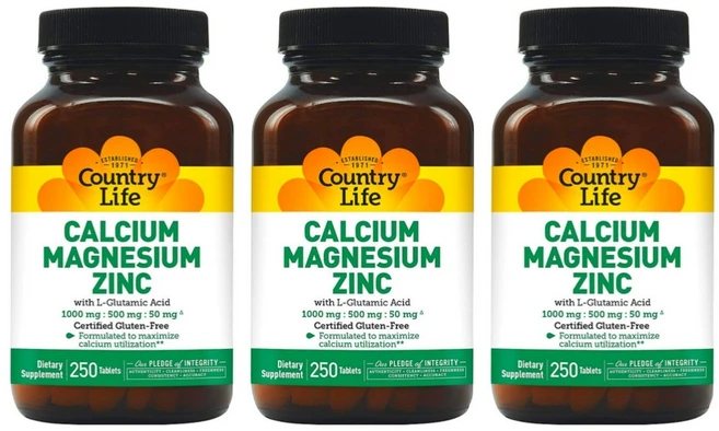 컨트리라이프 칼슘 마그네슘 아연 250 타블렛 컨츄리라이프 징크 팩구성, 250정, 3병 - 쿠팡