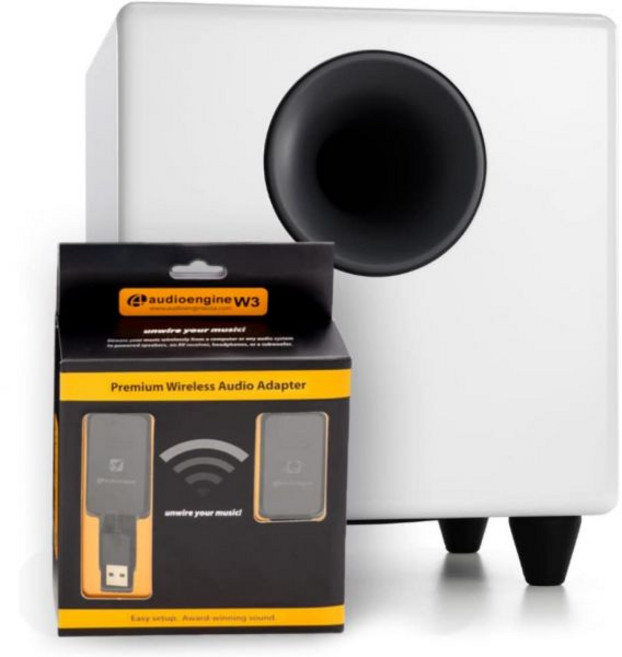 Audioengine 오디오엔진 S8 파워드 서브우퍼 스피커 250W 8인치 가정용 우퍼 내장 앰프 및 이중 오디오 입력이 포함된 홈 오디오용, White_Wireless, 흰색