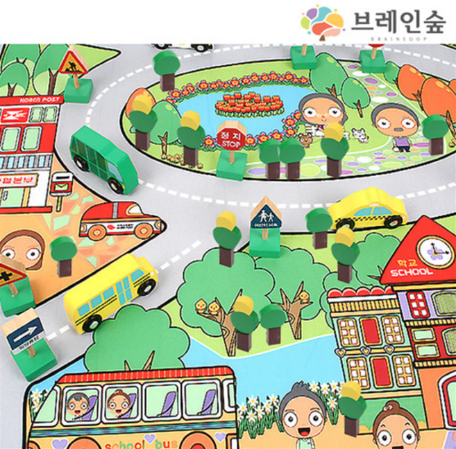 브레인숲 원목 교통표지판 놀이세트