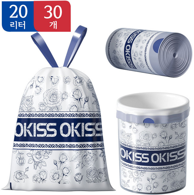 뜯지 않는 끈 일체형 쓰레기봉투 45*45cm 쓰레기봉투 20l, 30개