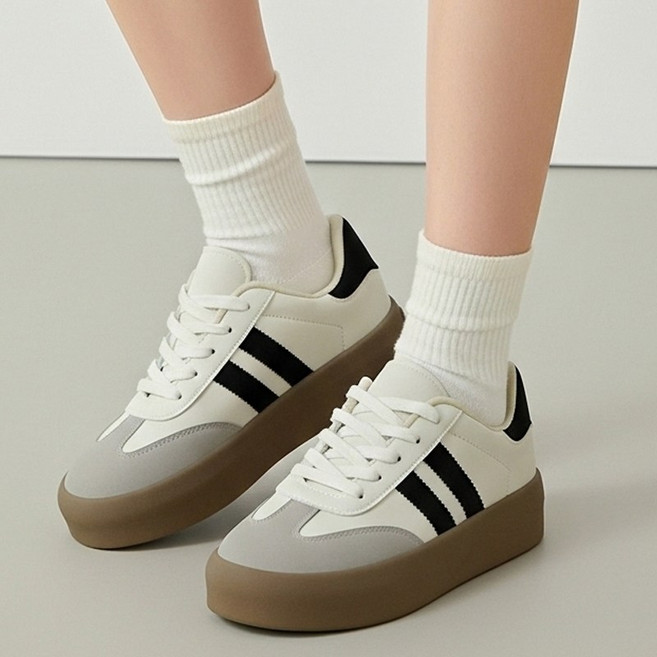 SDDDI 여성 4cm 키높이 베이직 스니커즈 캐주얼 통굽 운동화