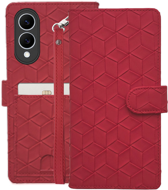 갤럭시S25 엣지 S937 - 콰트로 3D입체 패턴 지폐2칸+카드5장 지갑형 케이스 + 손목스트랩