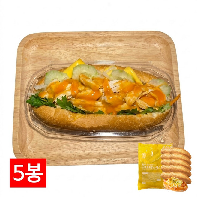 바게트빵 소프트프랑스-에스 500g (50gX10입) X 5봉 삼립 냉동 바게뜨 식사빵, 5개