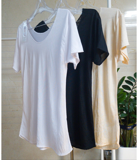 여성인견3부상의 냉감소재 반팔런닝 국내생산 엄마런닝 실크반팔잠옷