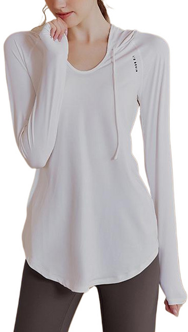 ECUPPER 여성 루즈핏 롱슬리브 요가 러닝 필라테스용 후드 긴팔티셔츠