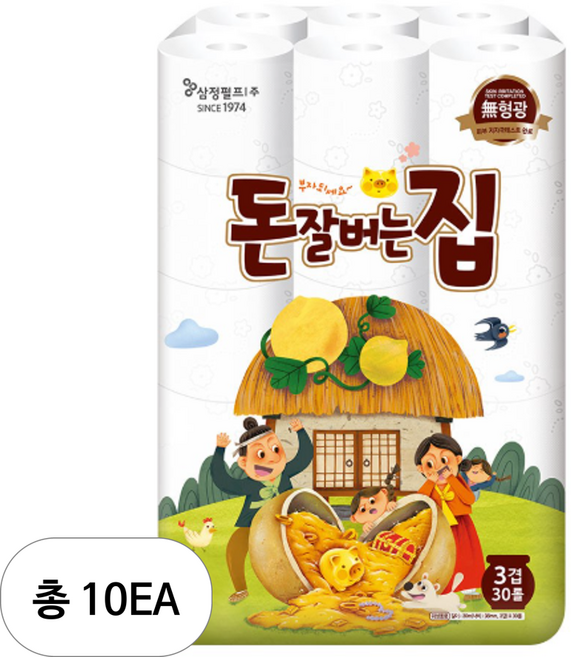 돈잘버는집 3겹 고급롤화장지, 30m, 30개입, 10개