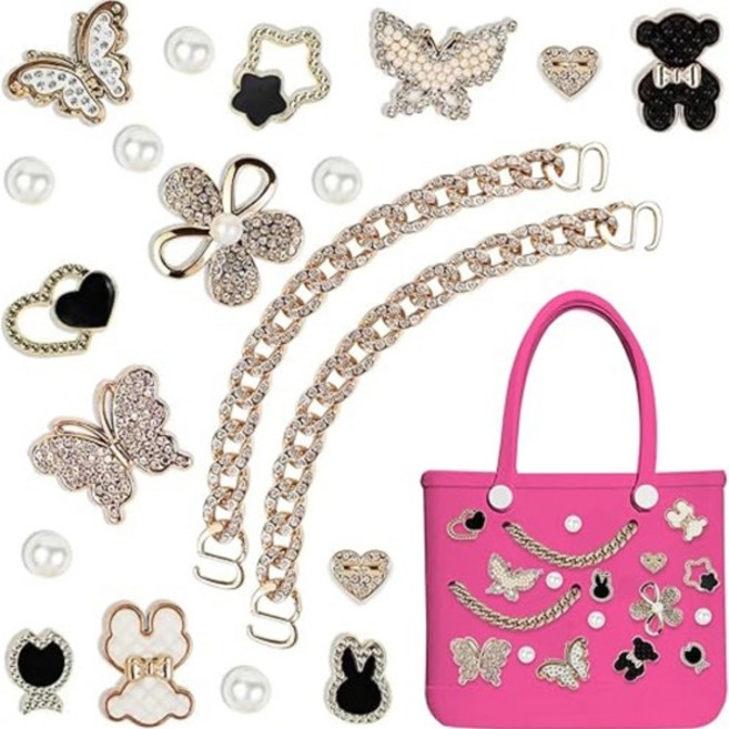 호환 Bogg Bag 진주용 참 Bogg Bag 액세서리용 나비 체인 사랑 Simply Southern Beach Tote와 호환되는 참, 01 빠른, [26] C