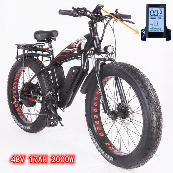 지방 자전거 전기 자전거 1000w 2000w 설상차 48v 17ah 야외 산악 자전거 남자 4.0 지방 타이어 ebike eletrica bicileta, 검은색, 이십 일, 01 Black, 01 21