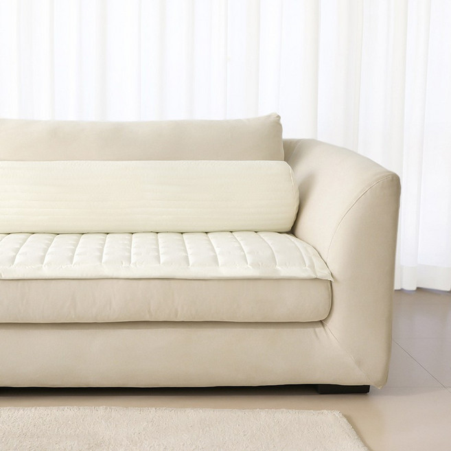 리인 REEN 국산 사계절 누빔 고밀도 쇼파패드 미끄럼방지 논슬립 통기성 냉감 소파패드, 크림 (CREAM), 1개