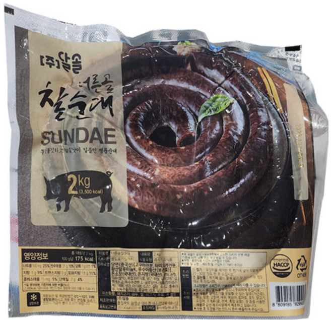 (무)(냉장)달솔 너른골찰순대(냉장 통 2kg), 2kg, 8개