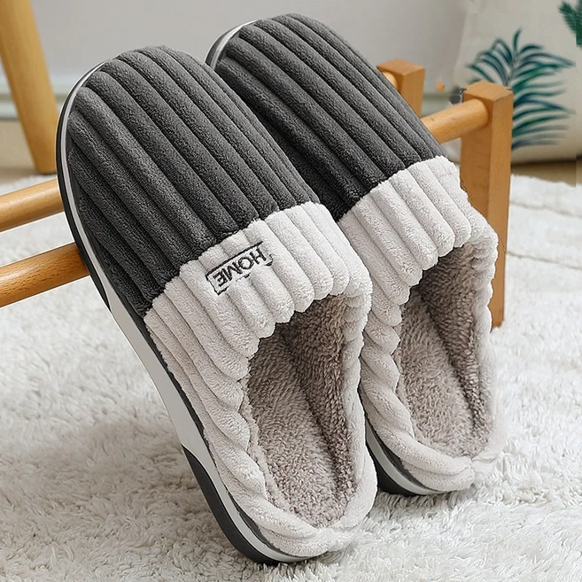 여성용 겨울 실내 통기성 플러시 슬리퍼 코튼 신발 커플 침실 따뜻하고 아늑한 푹신한 슬라이드 패션