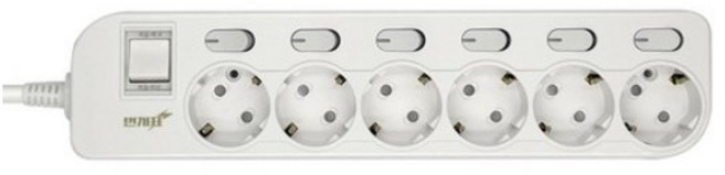 번개표 절전형 뉴개별스위치 멀티탭 6구, 3m, ALL WHITE, 4개