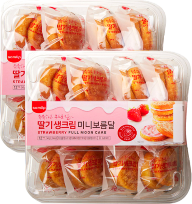 딸기생크림 미니 보름달, 45g, 24개