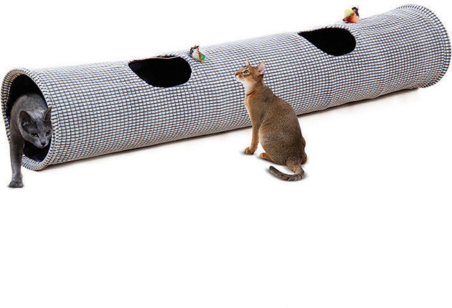 펫모닝 고양이 엠보싱 터널 놀이터 2구 1.5m PMC-9402, 혼합색상, 1개