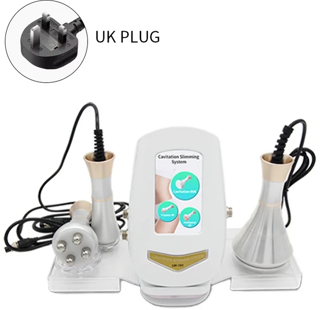 3IN1 80k 캐비테이션 바디 슬리밍 기계 뷰티 마사지기 피부 탄력 페이스 리프팅 진공 흡입, 03 UK PLUG