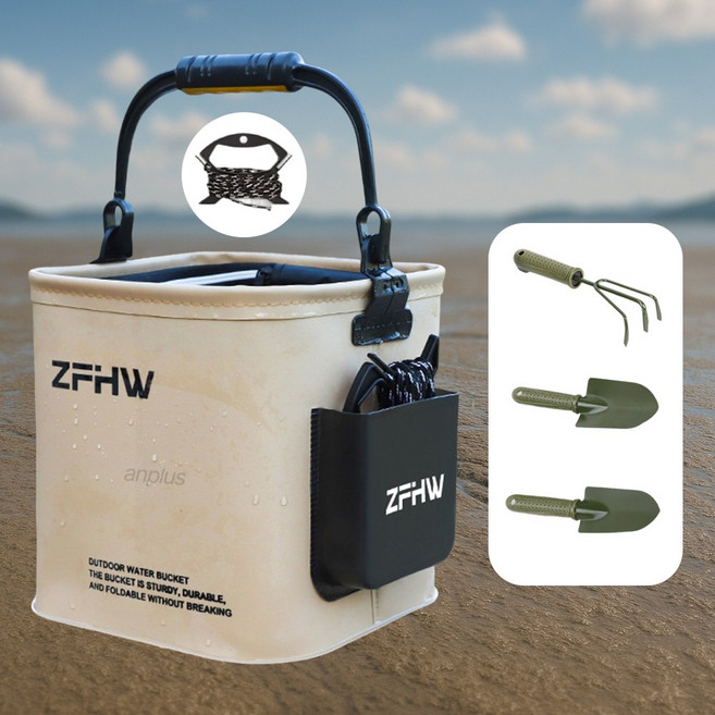 앙플러스 해루질 장비 세트 4종 꽃삽 모래삽 두레박 3발 갈퀴