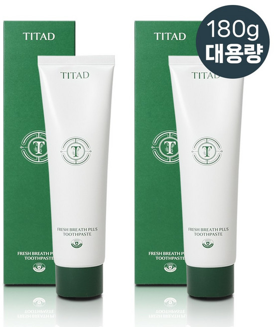 티타드 프레시 브레시 치약 플러스 불소함유 180g, 2개