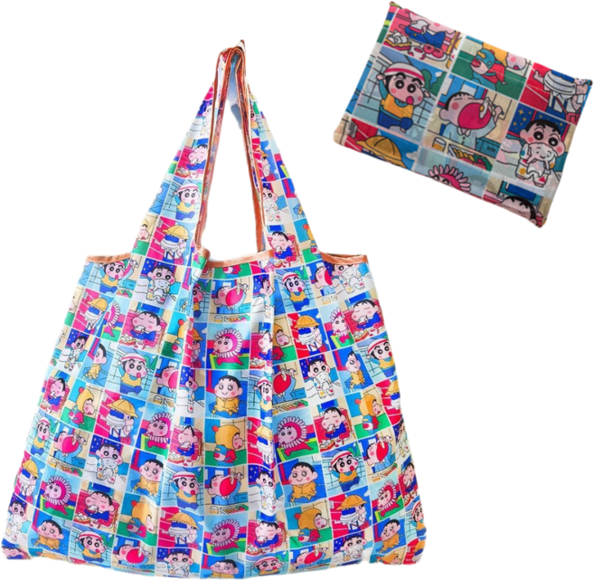 오르빗데이 캐릭터 접이식 장바구니, 짱구 네모, 1개