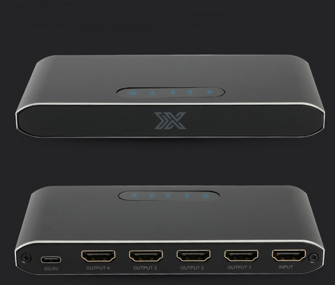 4k 60프레임지원 쿼드모니터 같은영상분배 1:4 스플리터, 1개