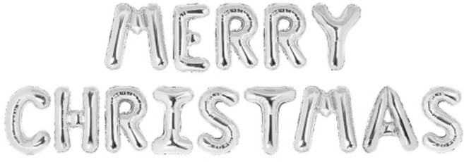 피플스파티 메리크리스마스 알파벳 은박풍선세트, 실버, 1개