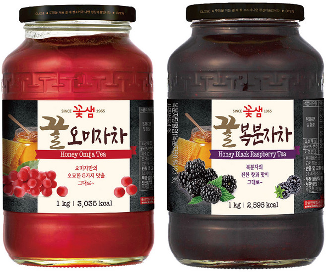 꽃샘 꿀오미자차1kg+ 꽃샘꿀복분자차1kg, 1kg, 1개입