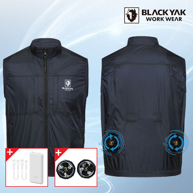 블랙야크 남성 여름 탈부착 조끼 냉감 쿨링베스트 쿨링팬+보조배터리