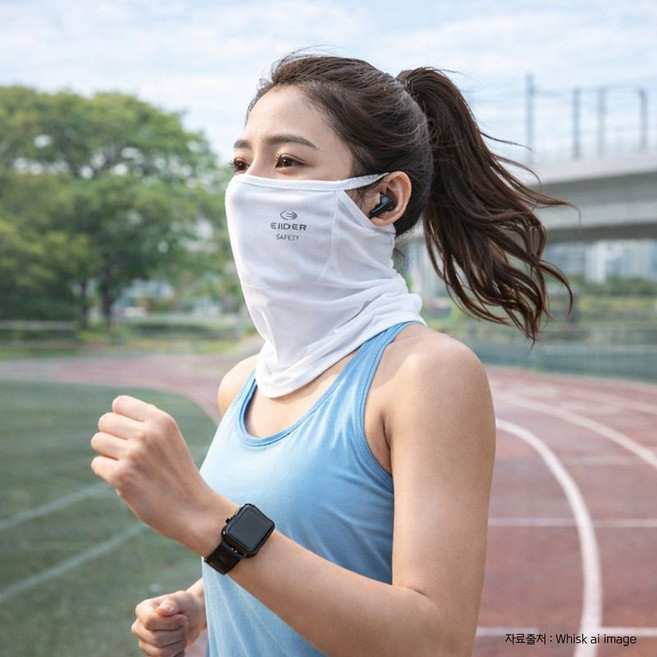 아이더 SAFETY 페이스 쿨링 액티브 넥마스크 (2개), 블랙+화이트, 1개