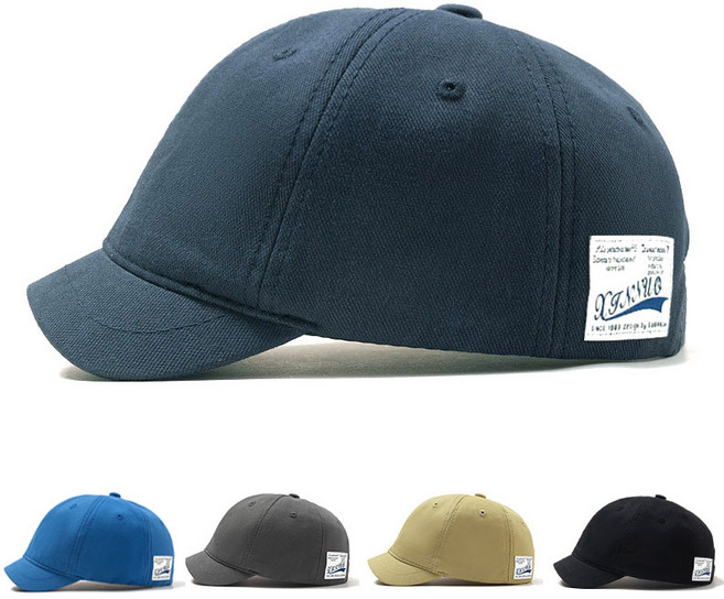 패치 숏캡 힙스터 스트릿 챙 짧은 볼캡 남자 여자 커플 모자, 네이비, 1개