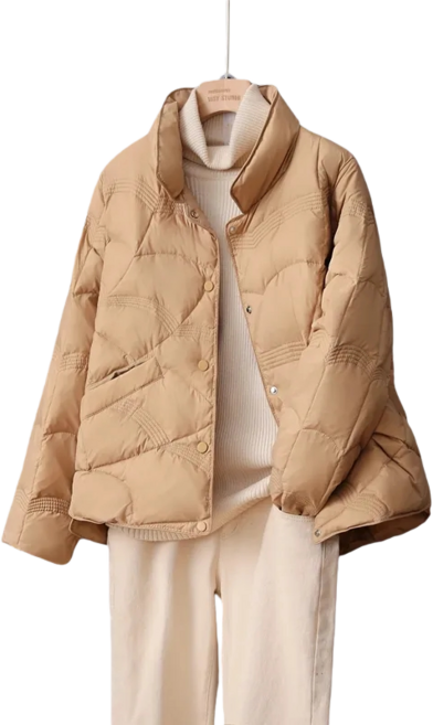 Makone 여성 가을 겨울 솔리드 하프 패딩 자켓